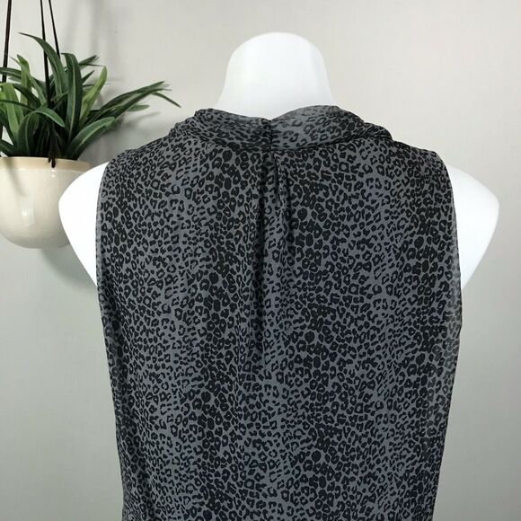 Prontomoda Giusy Silk Sleeveless Blouse Leopard Drape Neck Top Italy Size S - Picture 6 of 10